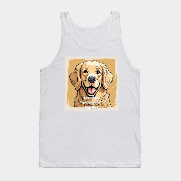 spending golden time together golden retriever potrait painting quote Tank Top by badrhijri